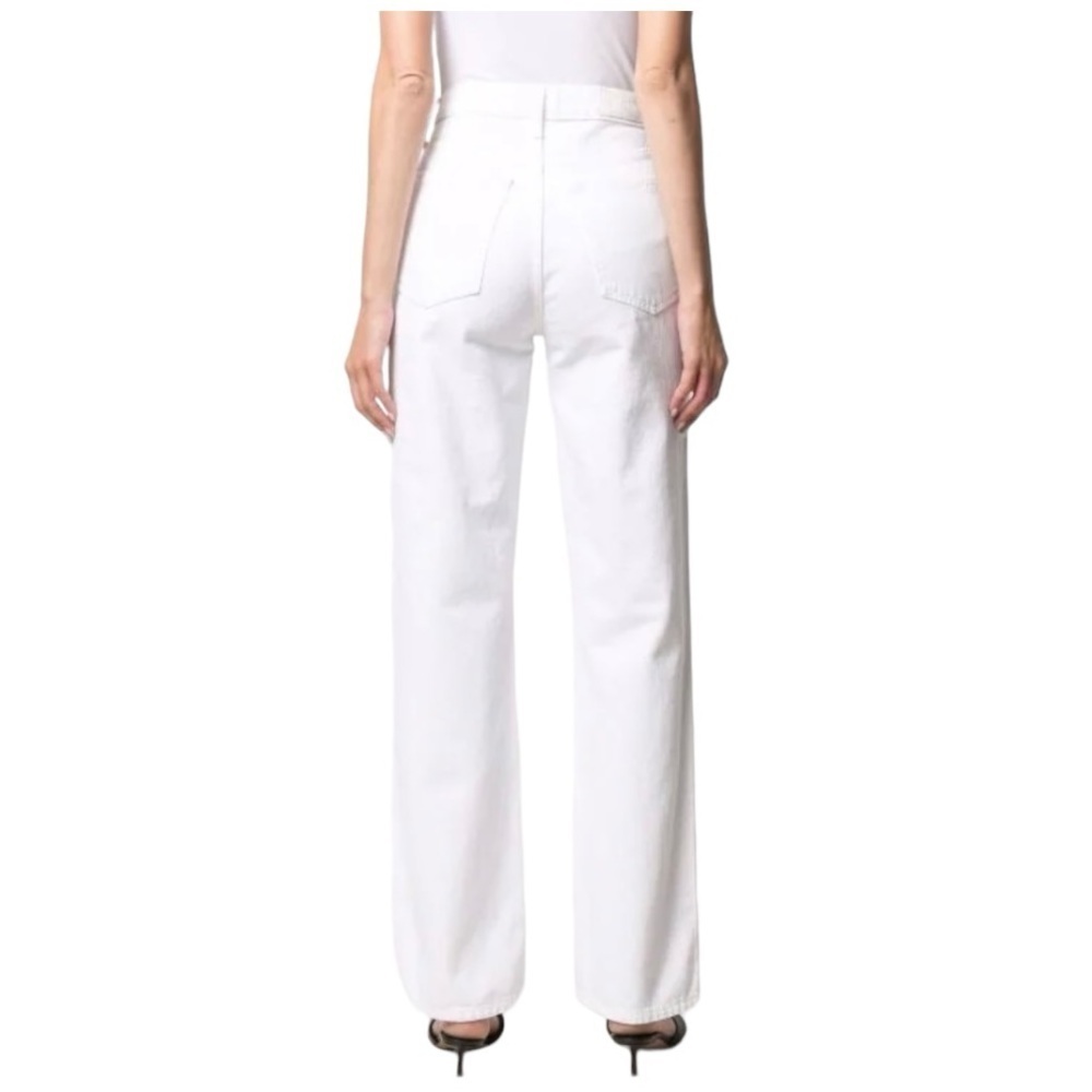 Re-Done White Pipe High Waist Distressed Straight Leg Denim Jeans Womens 26 - Picture 3 of 14